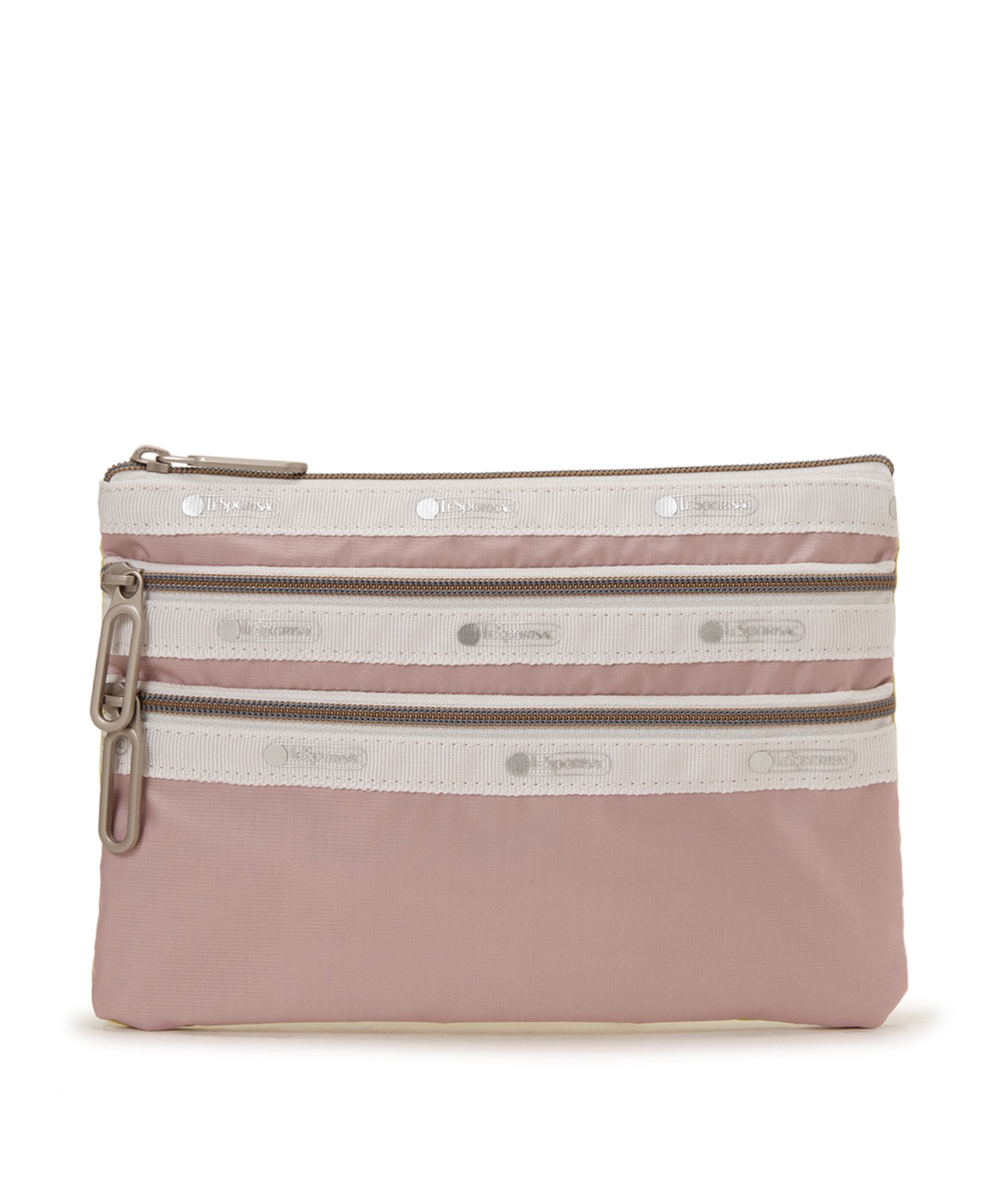 10TH ESSENTIAL 3 ZIP POUCH(シルバーピンク/ライムライトC-フリー)