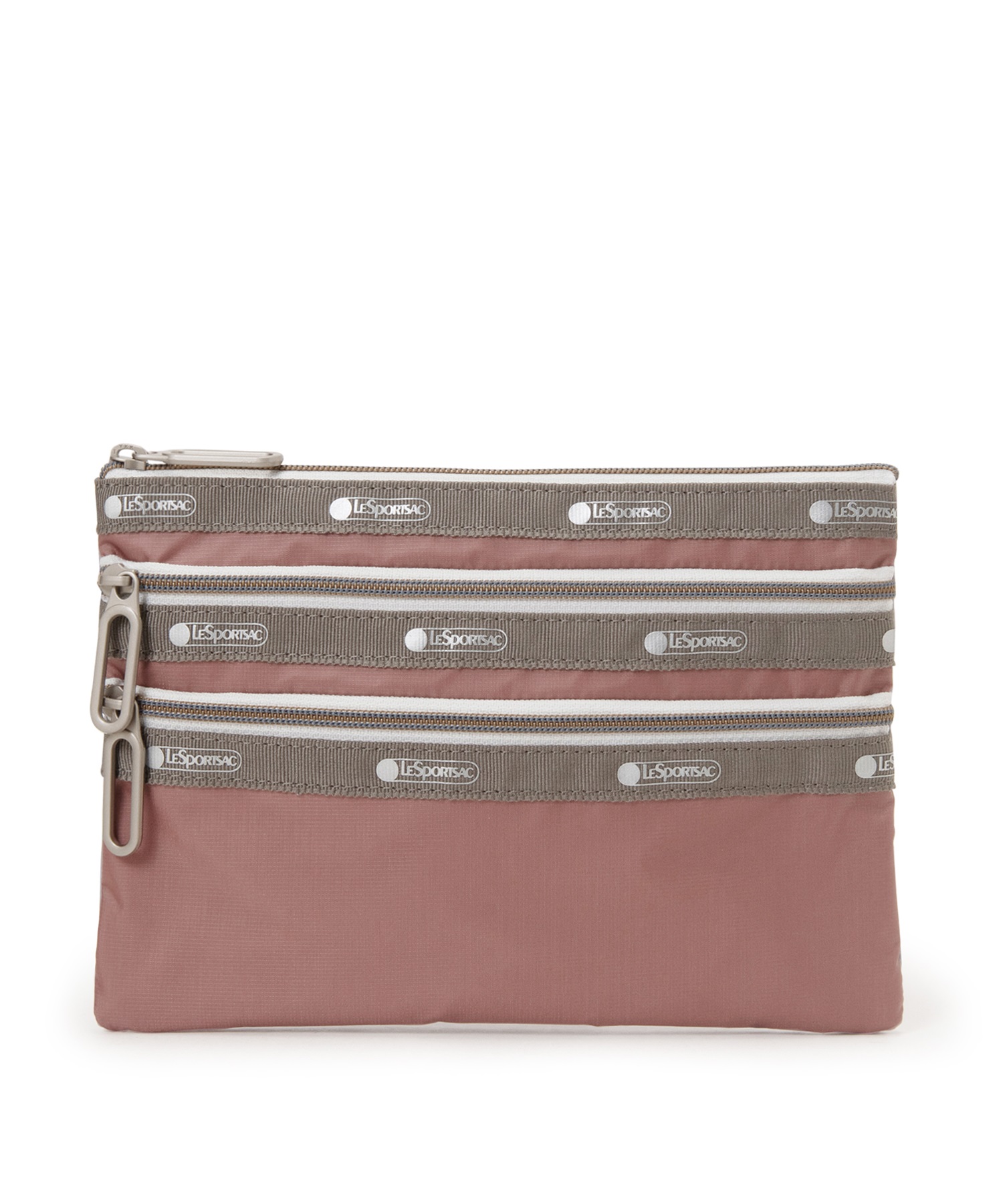 10TH ESSENTIAL 3 ZIP POUCH(ダスティピンク/ソフトライラックC-フリー)