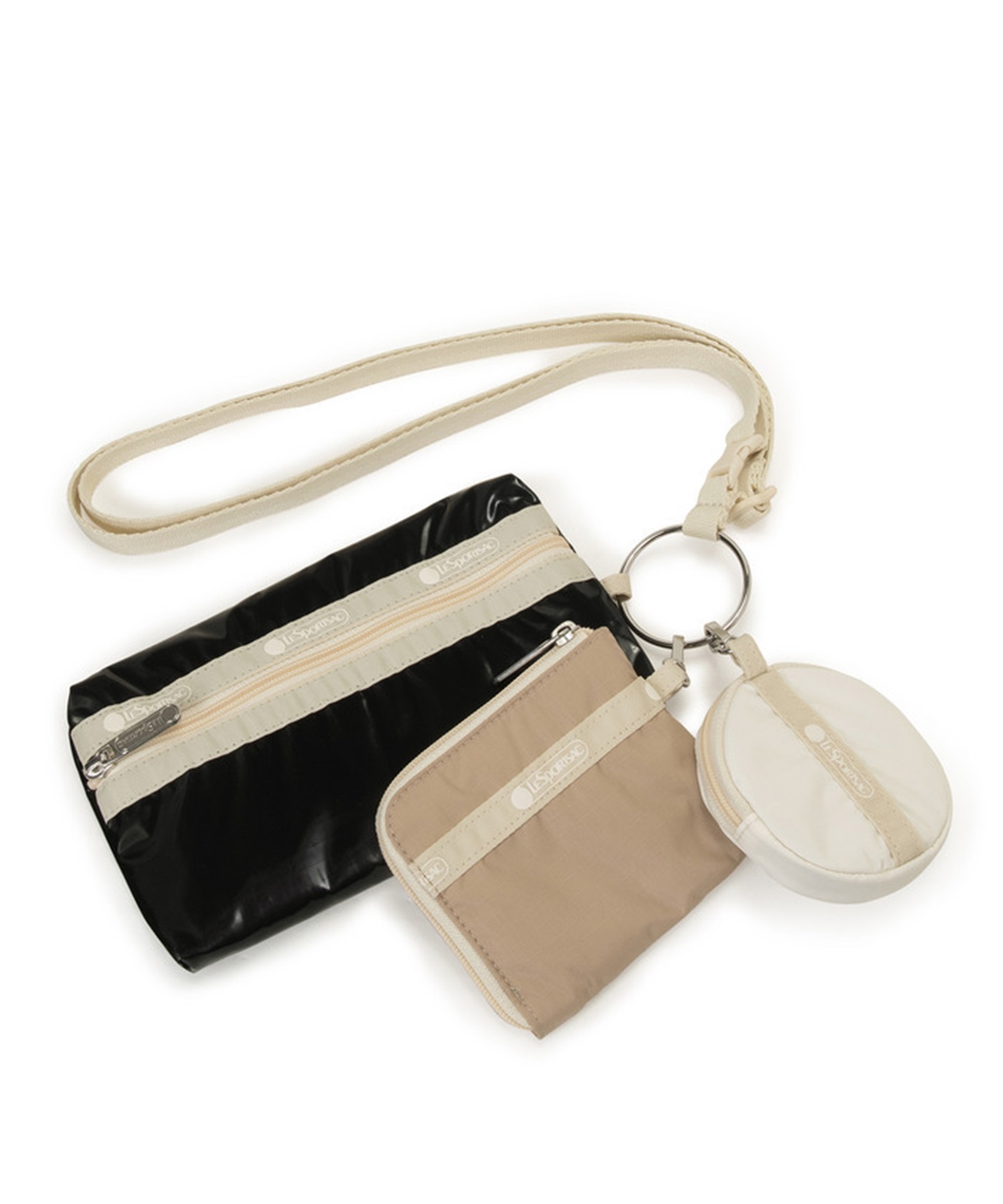 MULTI POUCH WRISTLET(ベージュ/ブラックシャイン/メレンゲ-フリー)