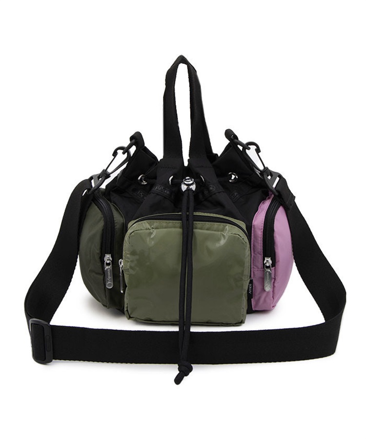 【LeSportsac×Ameri】CONV DRAWSTRING CRSSBDY(ブラック/アボカド/メイフライ/ピンク　アメリ-フリー)