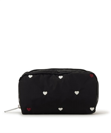 RECTANGULAR COSMETIC(レッド/ホワイトハートEMB-フリー)