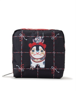 【LeSportsac×EIRAKUYA】MED SQUARE COSMETIC(ジャパニーズアートドッグ-フリー)