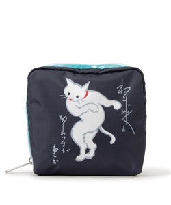 【LeSportsac×EIRAKUYA】MED SQUARE COSMETIC(ジャパニーズアートキャット-フリー)