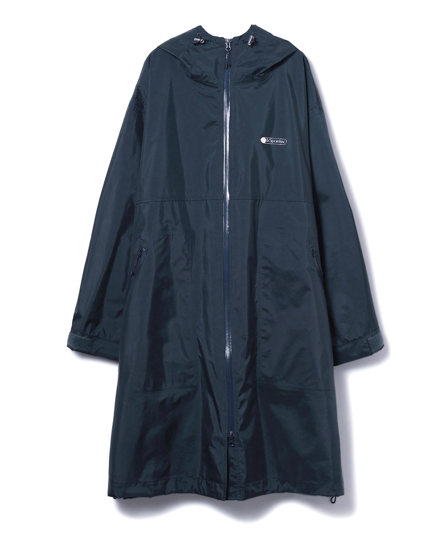 リップストップナイロンロングブルゾン(ネイビー-S)