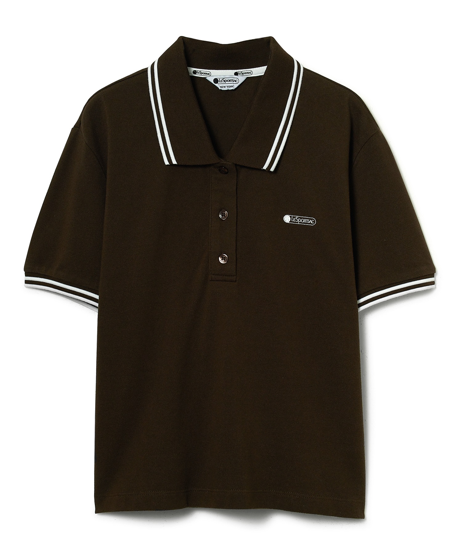 LeSportsac ショート丈ポロシャツ(ブラウン-S)