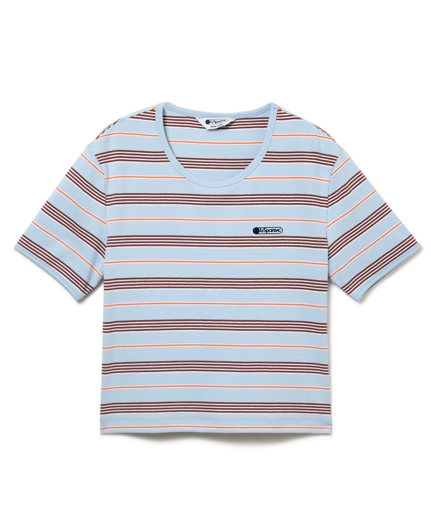 ボーダー柄Tシャツ(サックス-F)