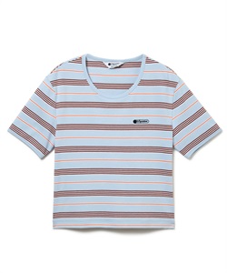 ボーダー柄Tシャツ(サックス-F)