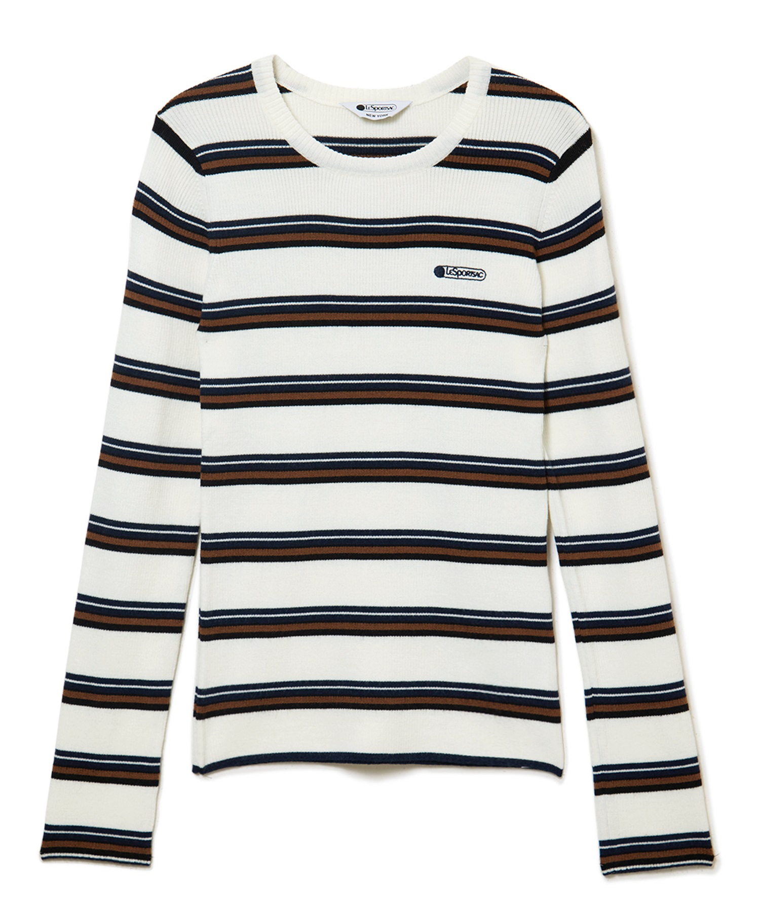 リブニットボーダープルオーバー(ホワイト-F)