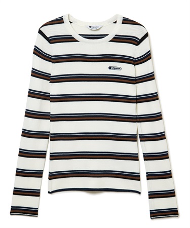 リブニットボーダープルオーバー(ホワイト-F)