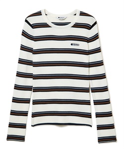 リブニットボーダープルオーバー(ホワイト-F)