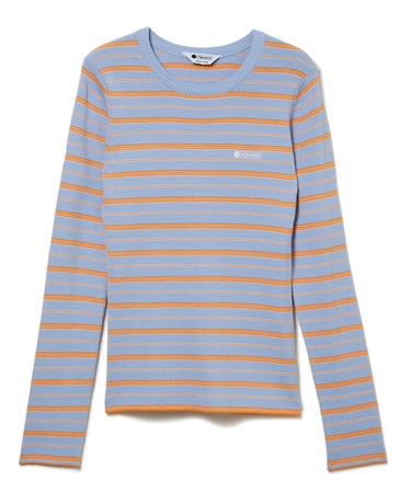 リブニットボーダープルオーバー(サックス-F)