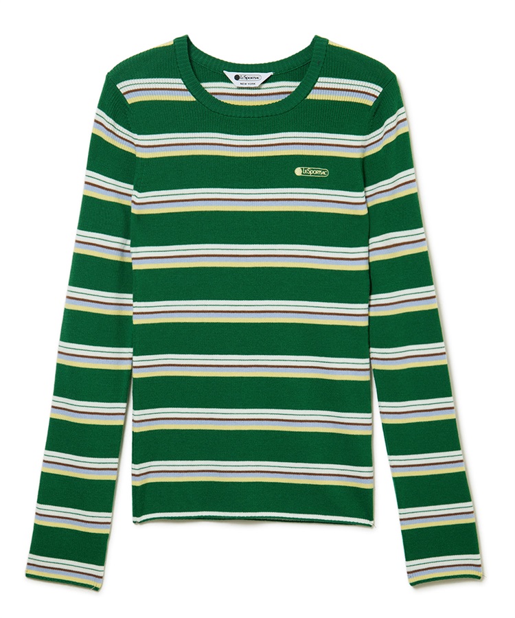 リブニットボーダープルオーバー