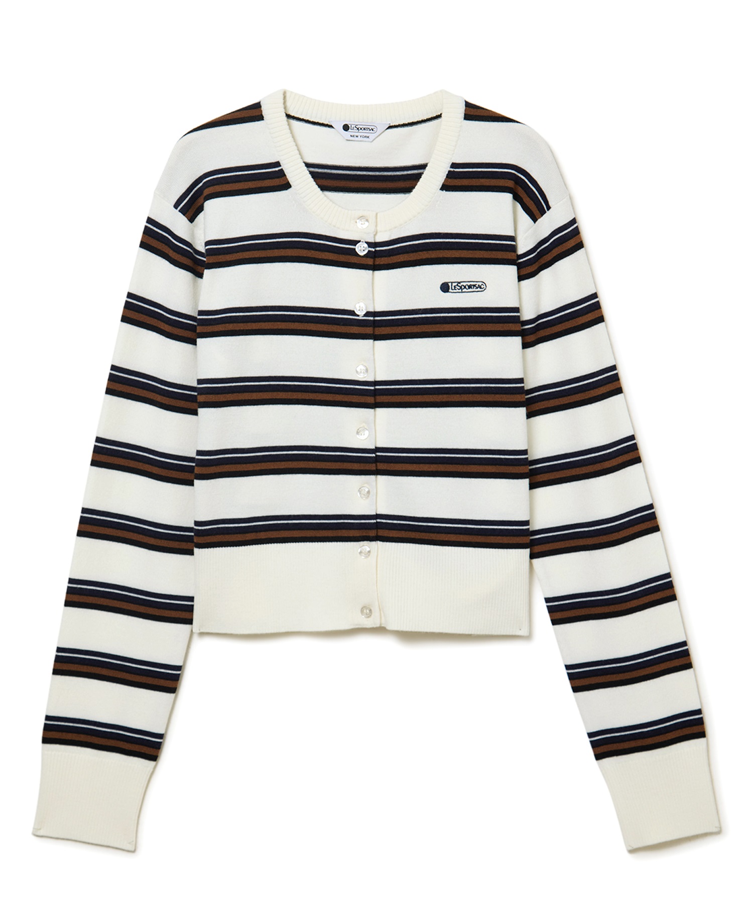 ニットボーダーカーディガン(ホワイト-F)