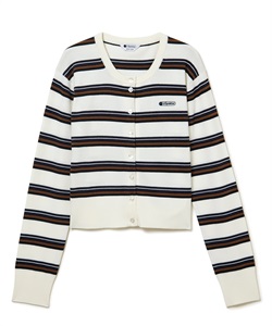 ニットボーダーカーディガン(ホワイト-F)