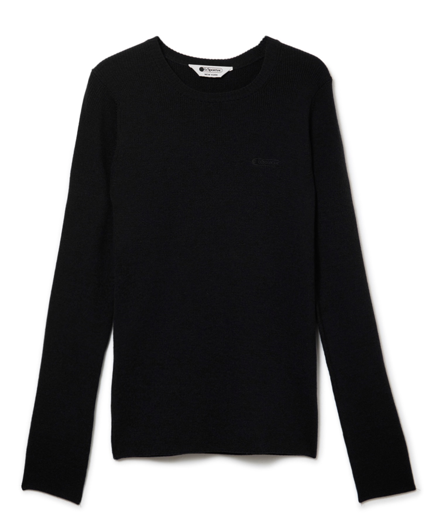 リブニットプルオーバー(ブラック-F)