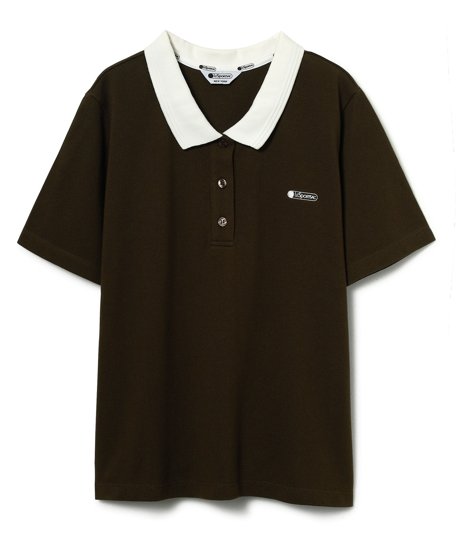 LeSportsac バイカラーポロシャツ(ブラウン-S)