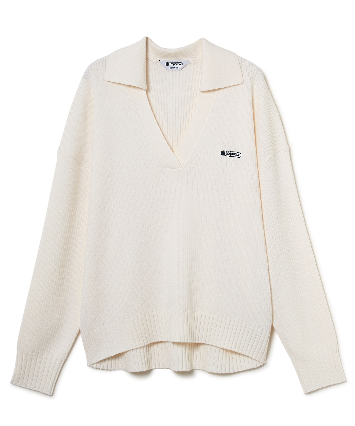 シャツカラーニットプルオーバー(ホワイト-F)