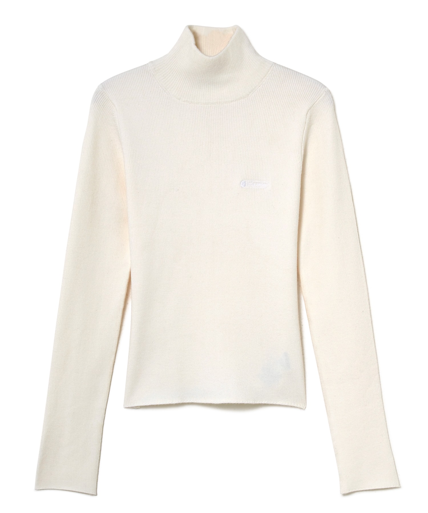 ハイネックニットプルオーバー(ホワイト-S)