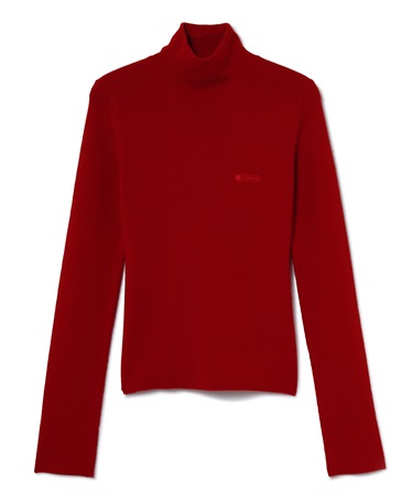 ハイネックニットプルオーバー(レッド-S)