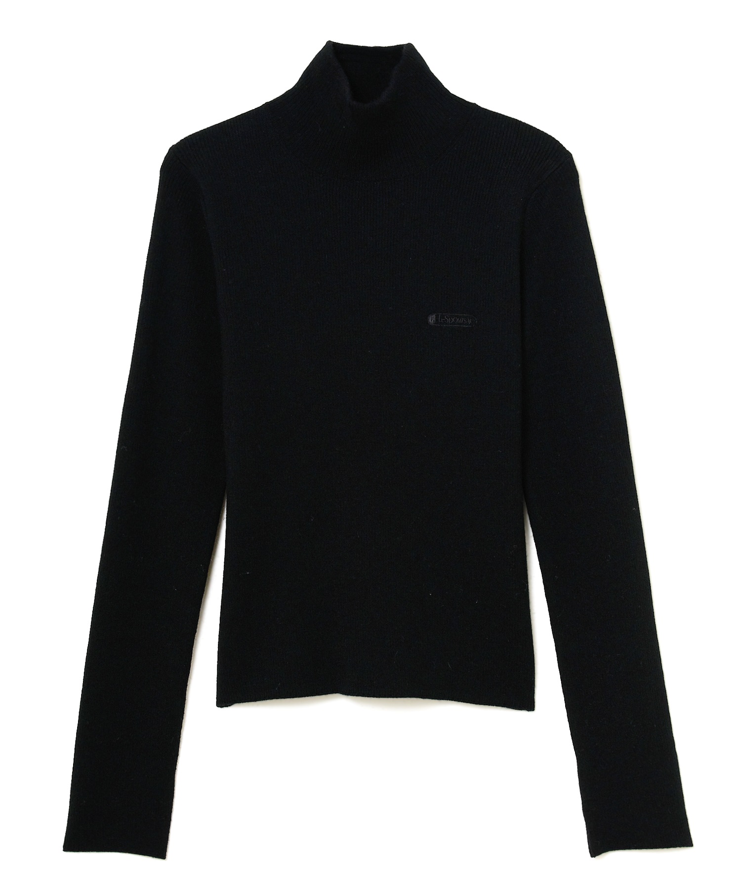 ハイネックニットプルオーバー(ブラック-S)