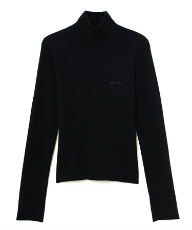 ハイネックニットプルオーバー(ブラック-S)