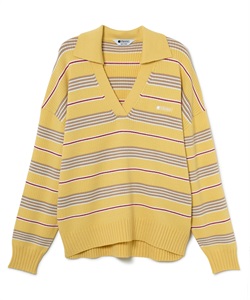 シャツカラーボーダーニットプルオーバー