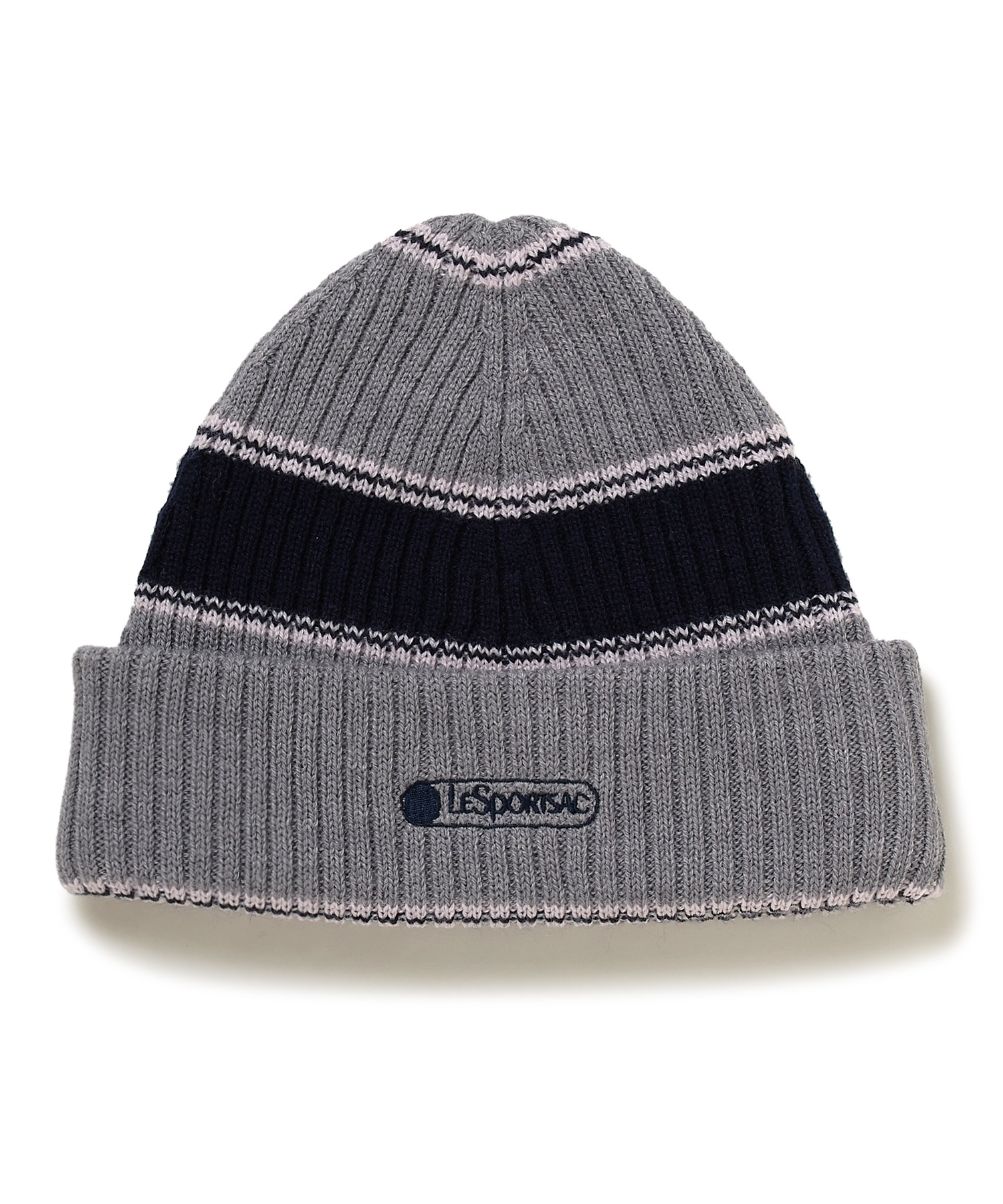 LeSportsac ボーダーニットキャップ(グレー-F)