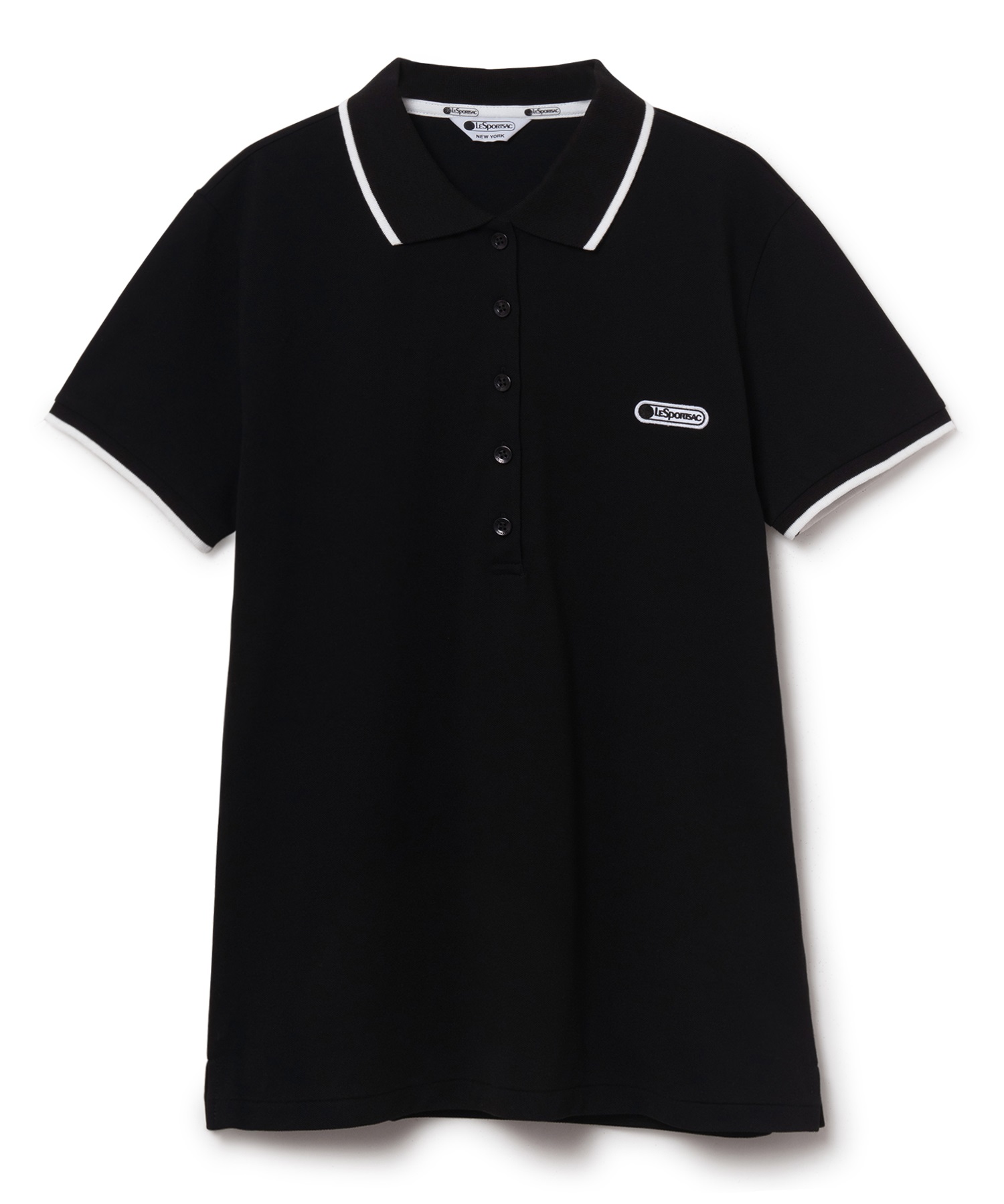 スリムフィットポロシャツ(ブラック-S)