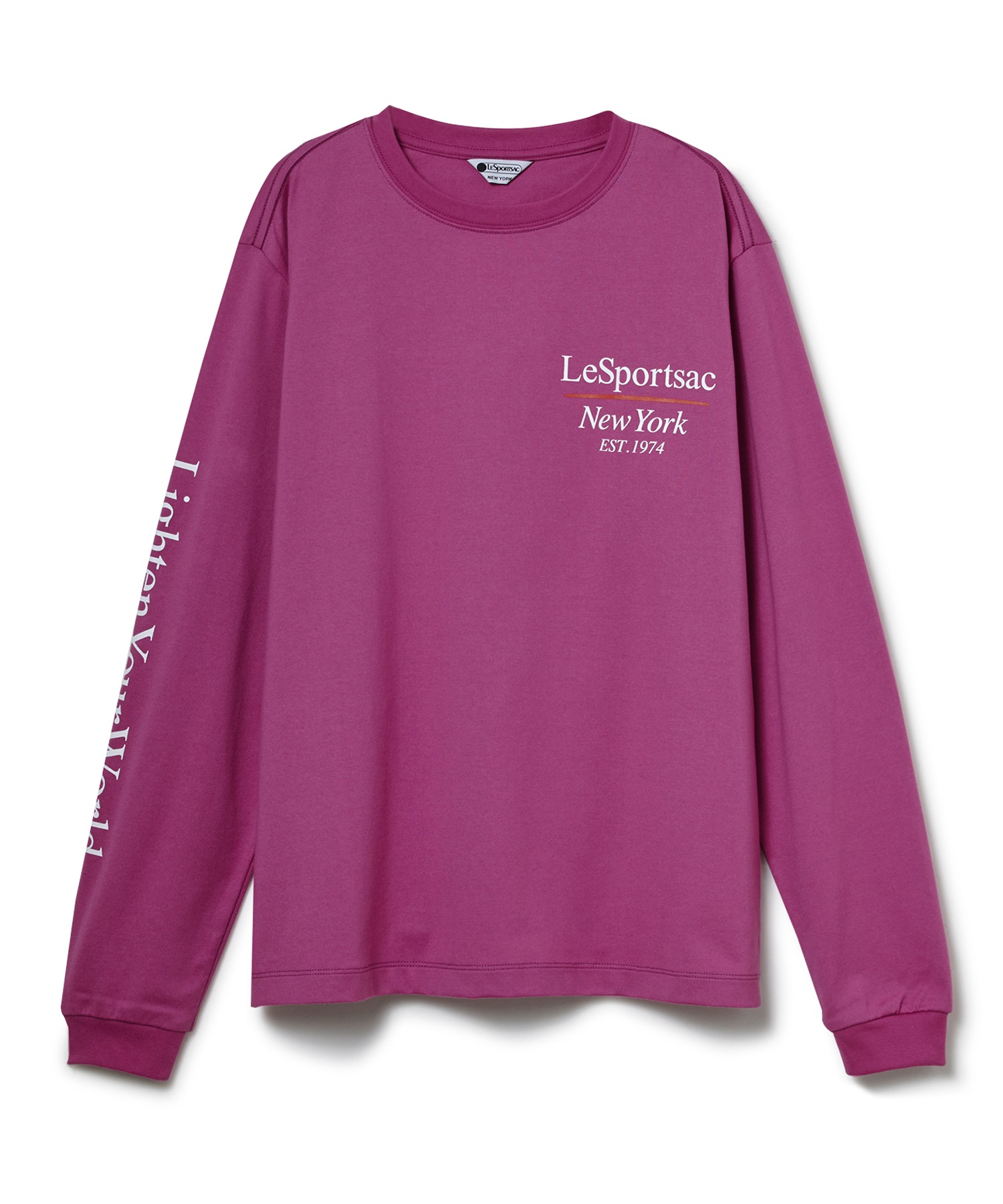 プリントロングスリーブプルオーバー(ピンク-F)