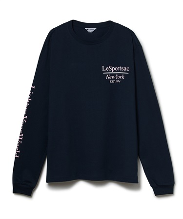 プリントロングスリーブプルオーバー(ネイビー-F)