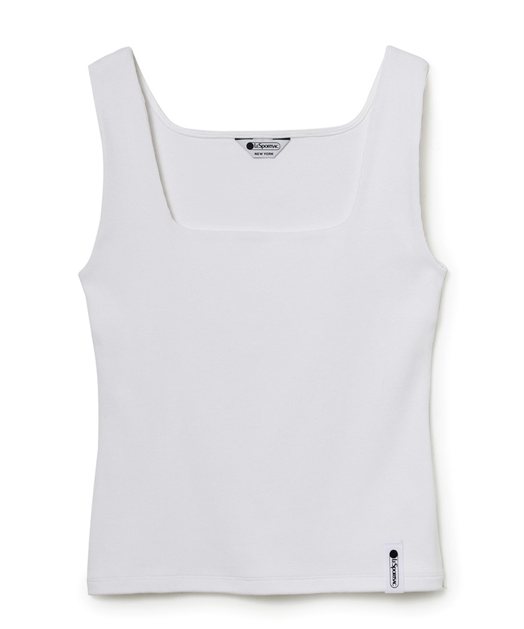 スクエアネックリブタンクトップ