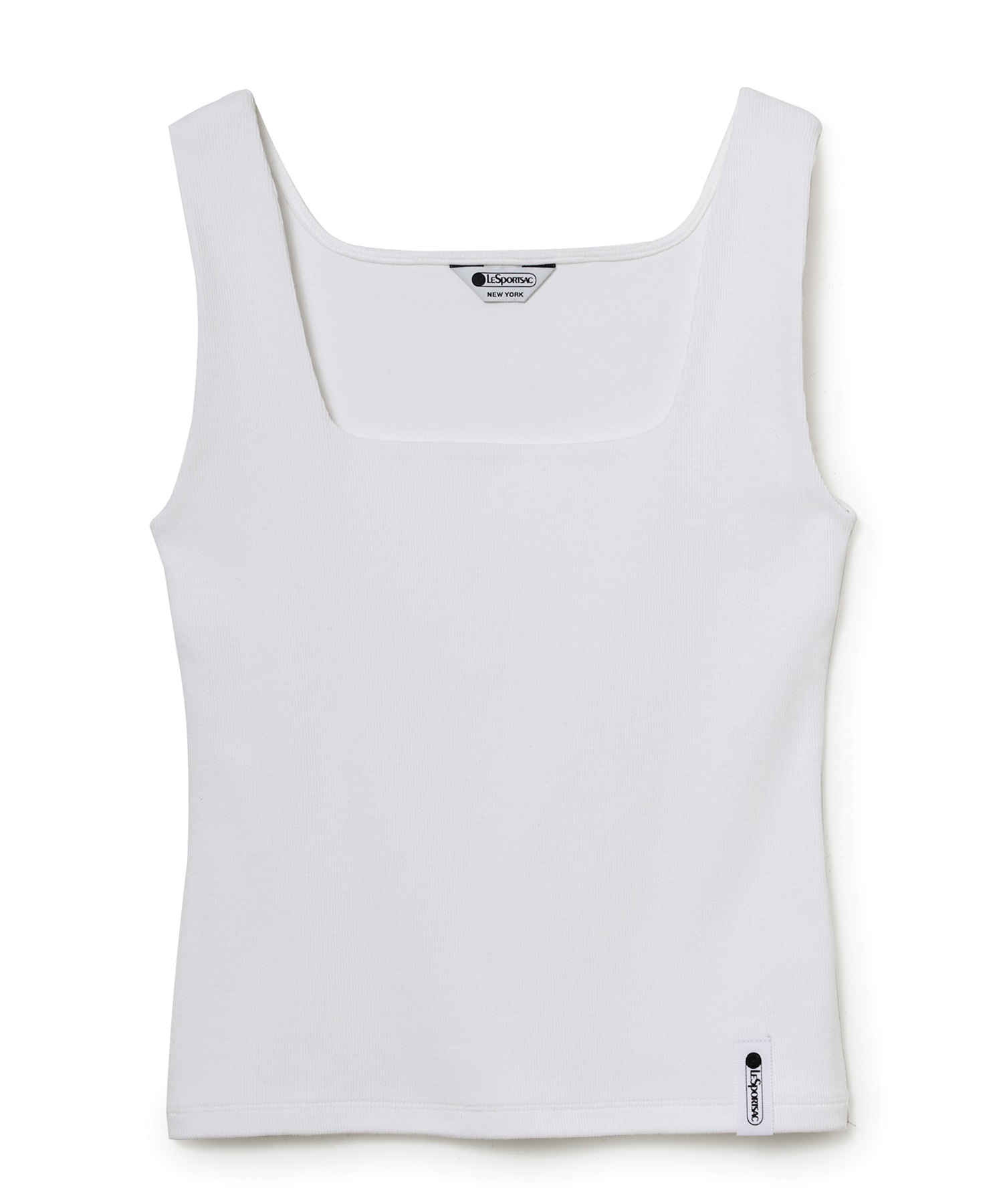 スクエアネックリブタンクトップ(ホワイト-S)