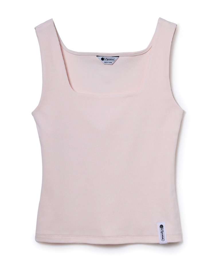 スクエアネックリブタンクトップ