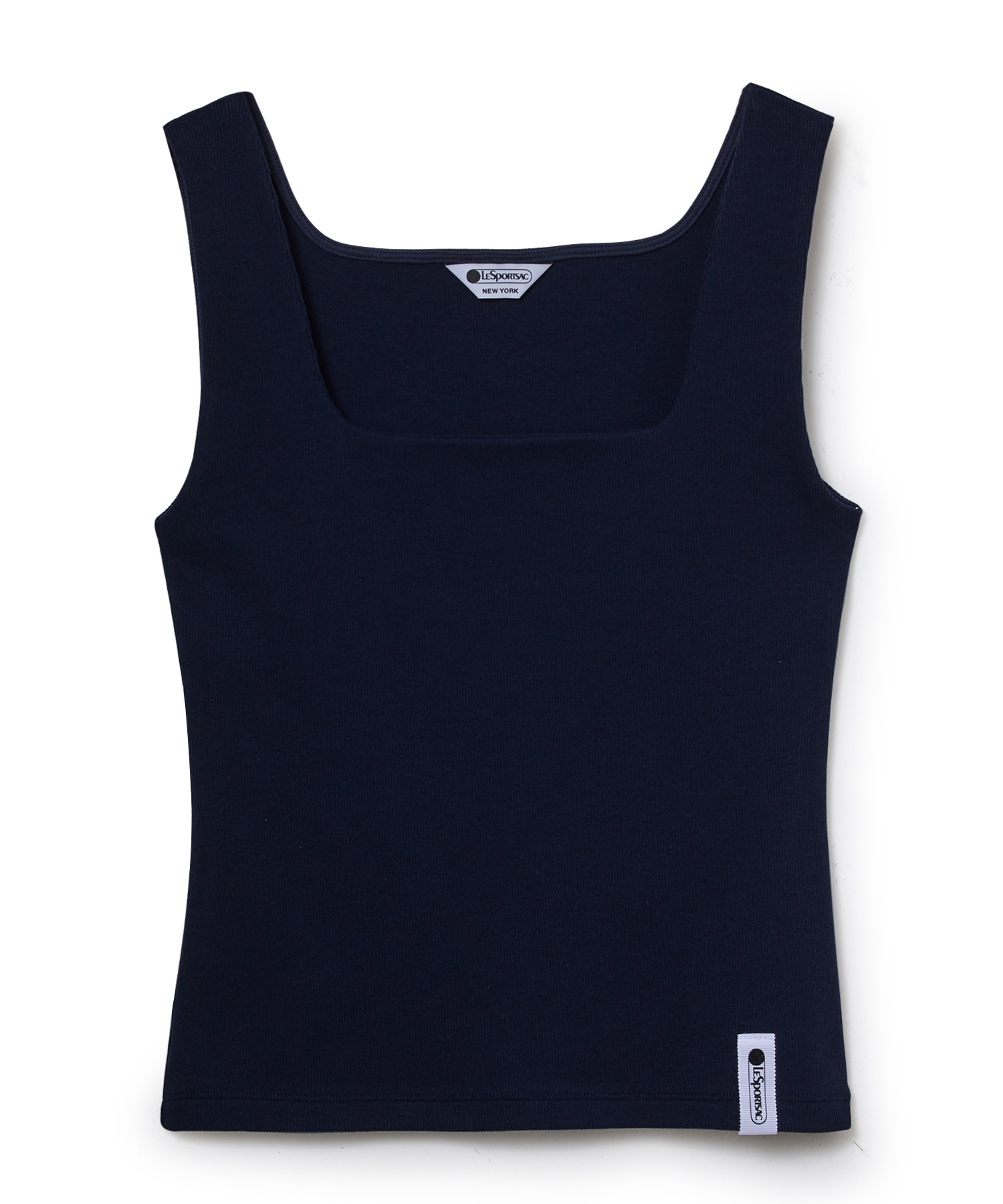 スクエアネックリブタンクトップ(ネイビー-S)