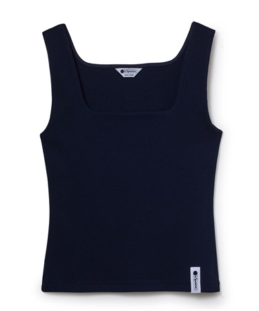 スクエアネックリブタンクトップ(ネイビー-S)