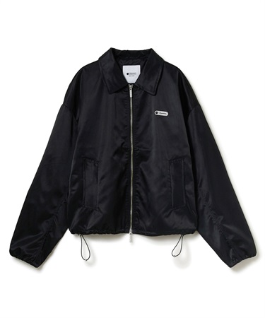 ジップアップナイロンブルゾン(ブラック-S)