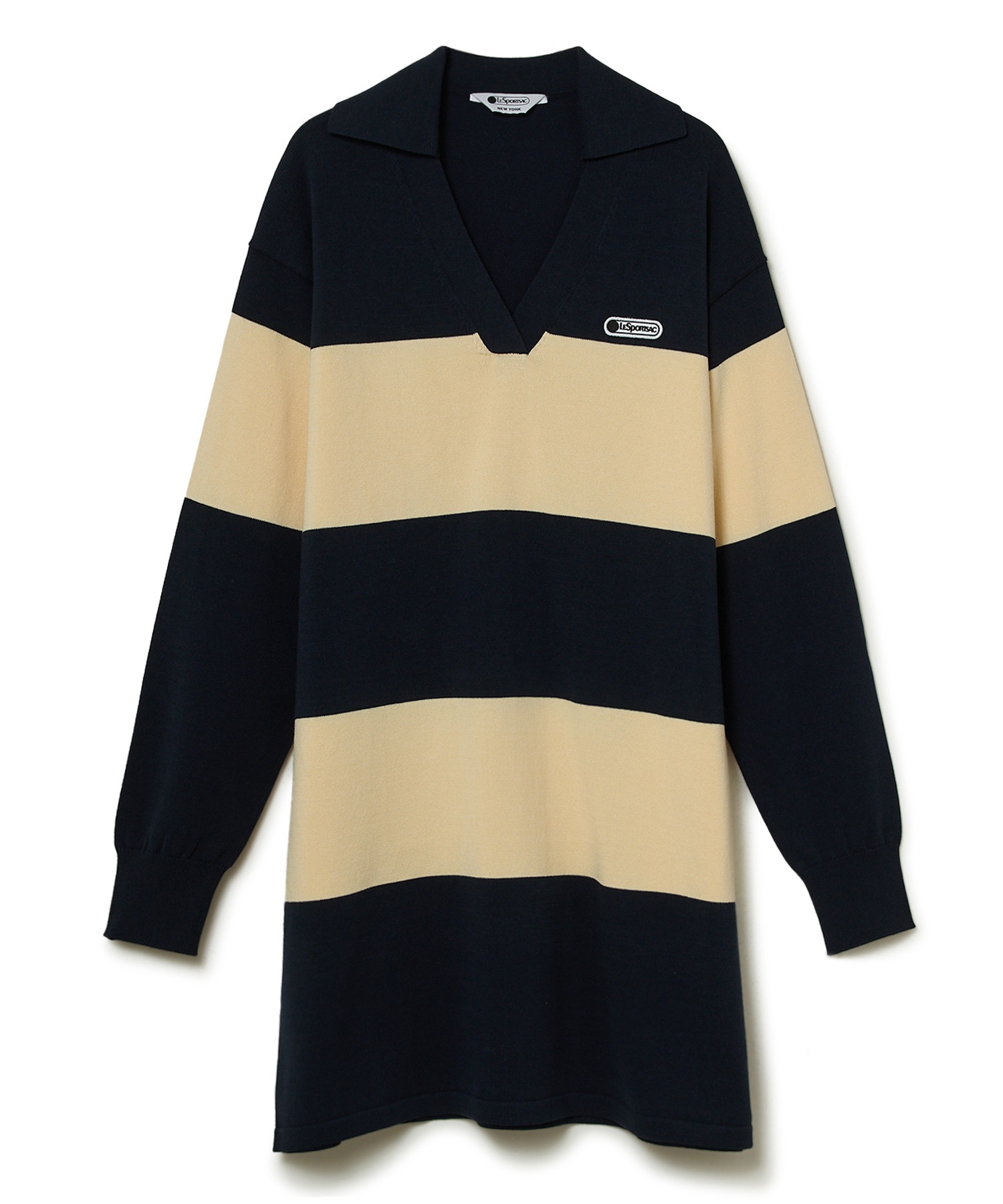 ボーダーニットワンピース(アイボリー-F)