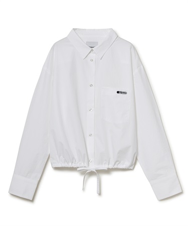 クロップドドローストリングシャツ(ホワイト-S)
