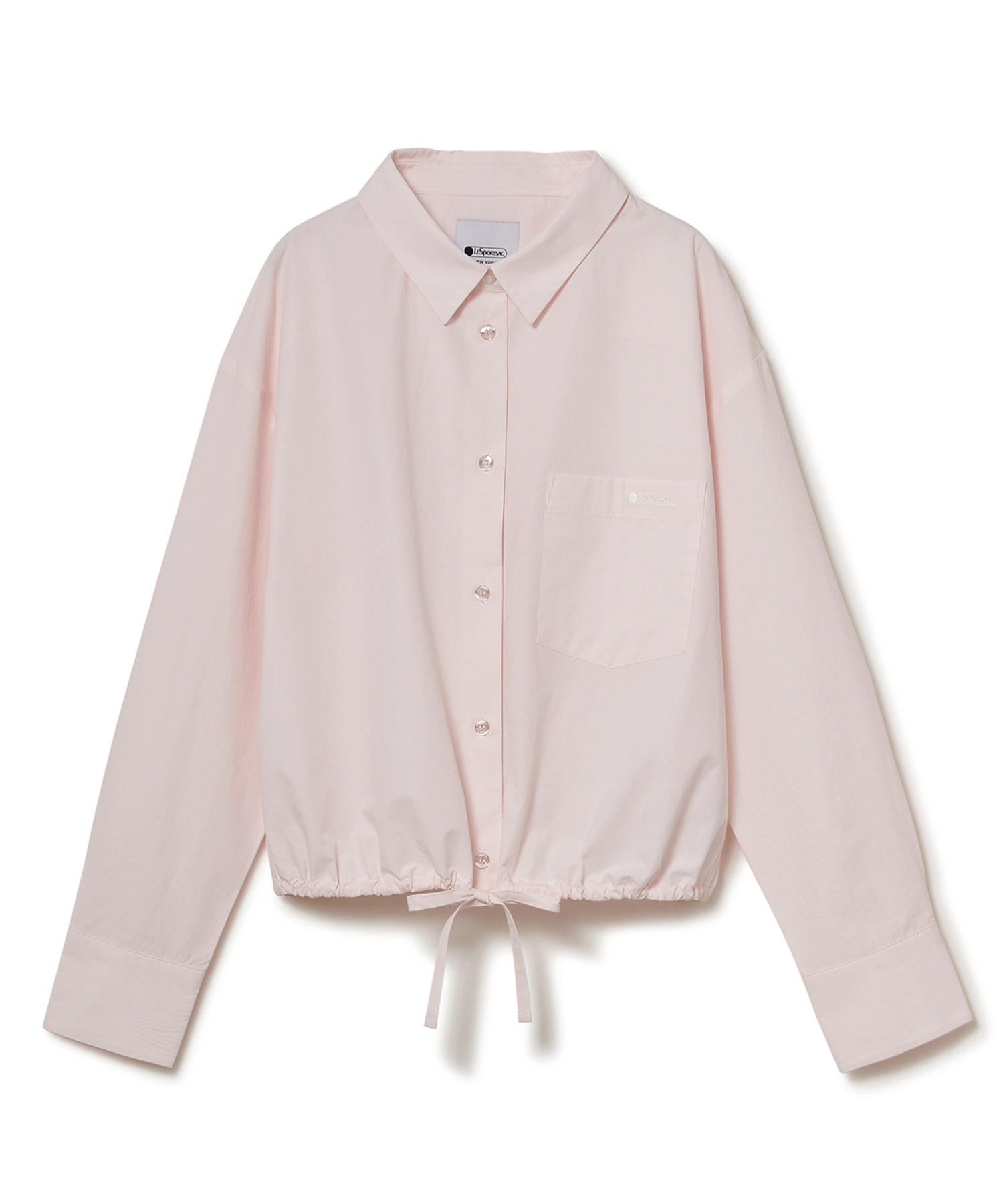 クロップドドローストリングシャツ(ピンク-S)