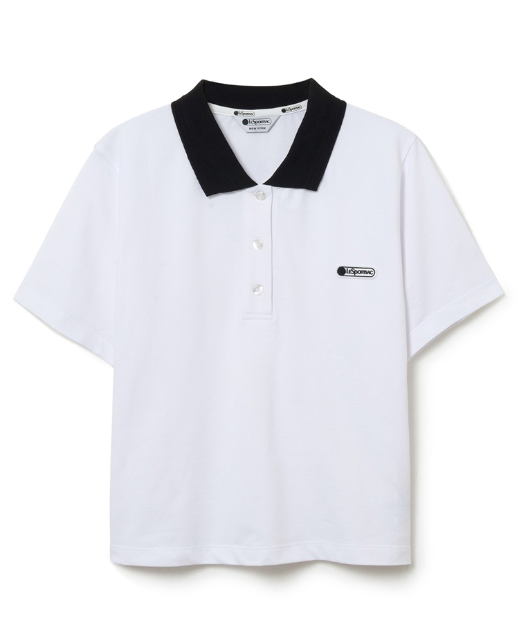 バイカラークロップドポロシャツ