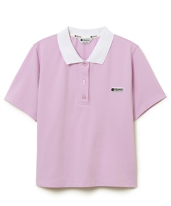 バイカラークロップドポロシャツ(ピンク-S)