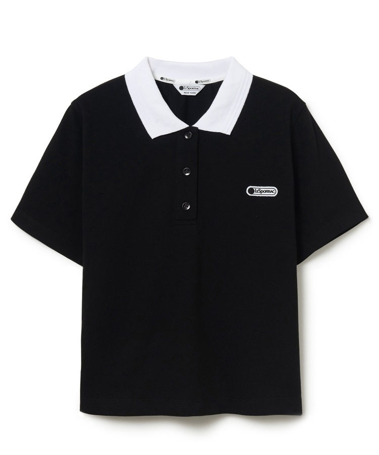 バイカラークロップドポロシャツ