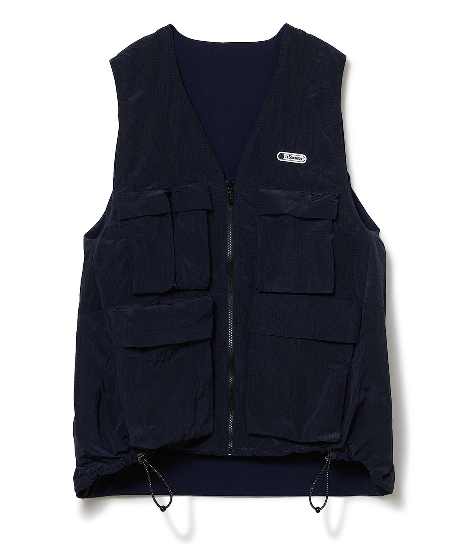 リプストップナイロンリバーシブルコクーンベスト(ネイビー-F)