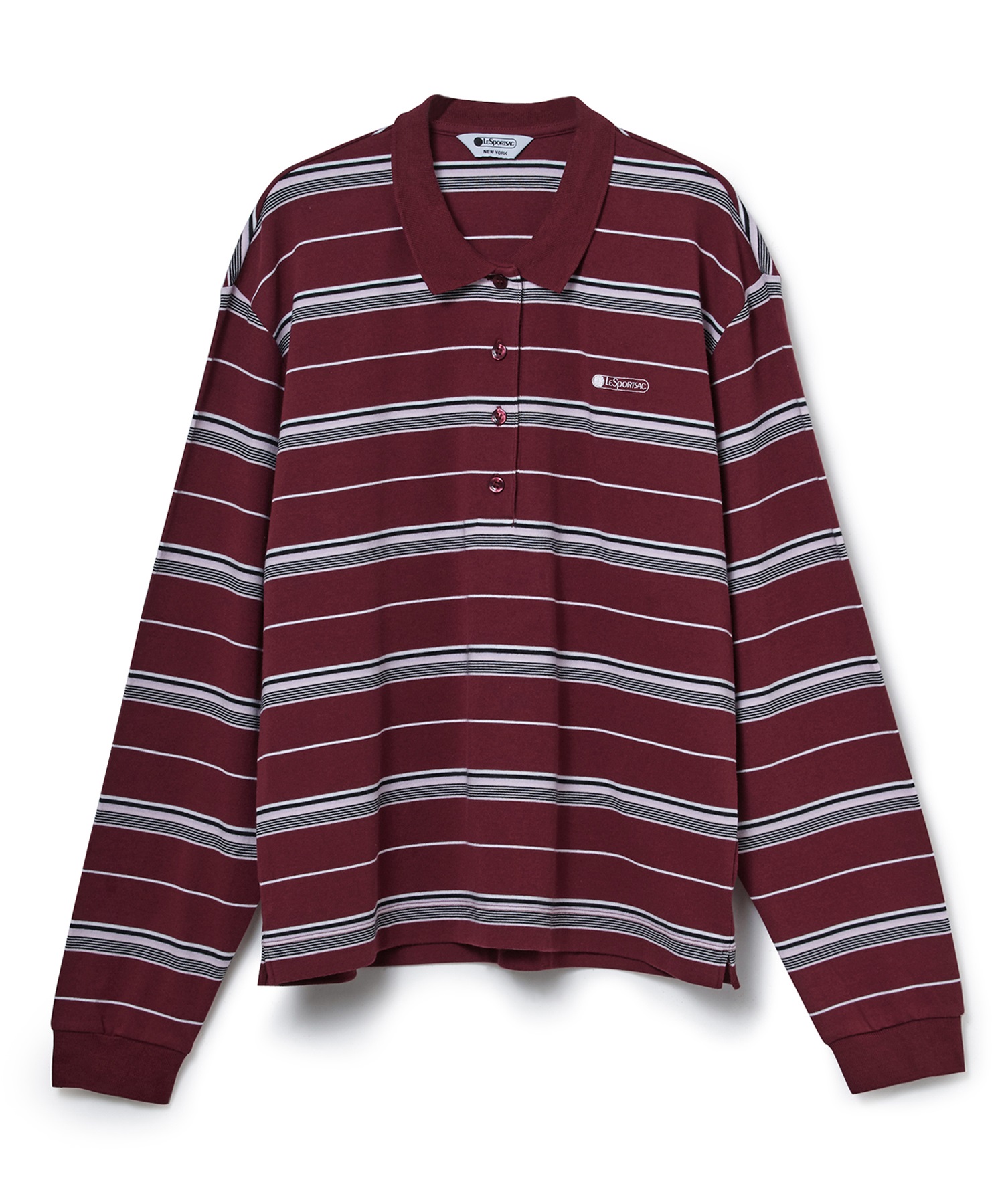 ボーダーラガーシャツ(バーガンディ-F)