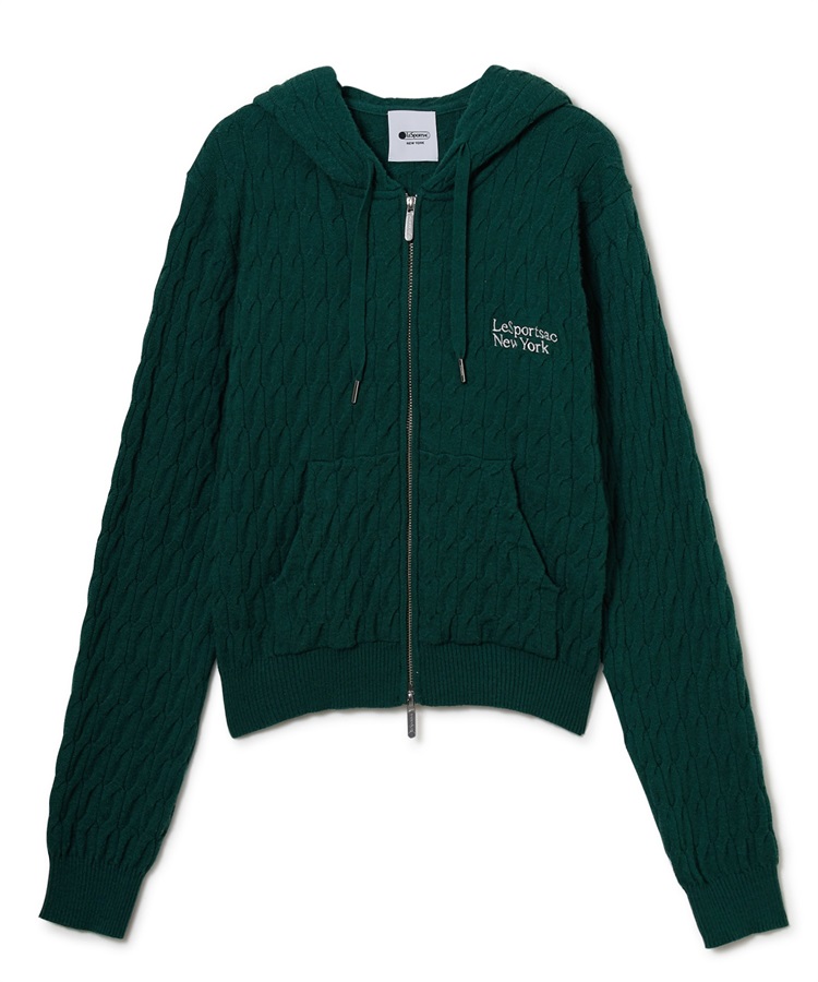 ケーブルニットフーディー