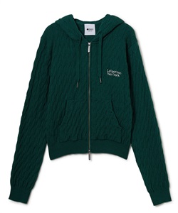 ケーブルニットフーディー