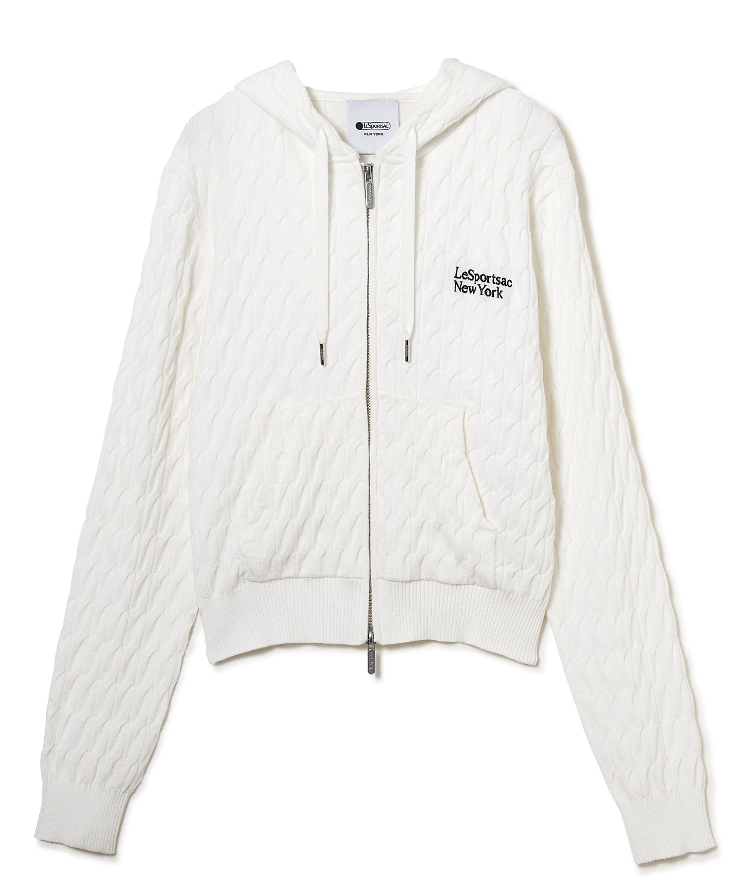 ケーブルニットフーディー(ホワイト-F)