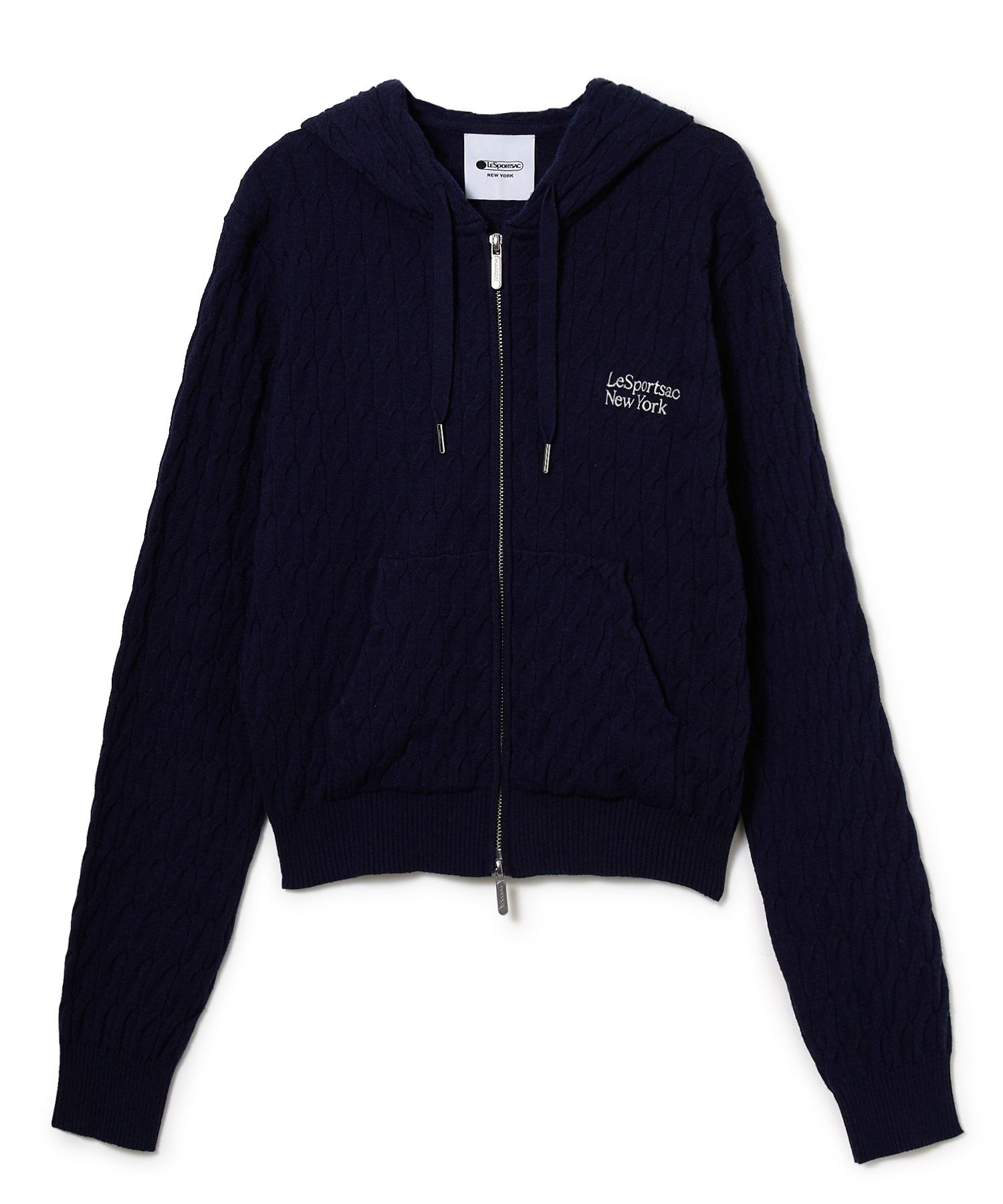 ケーブルニットフーディー(ネイビー-F)