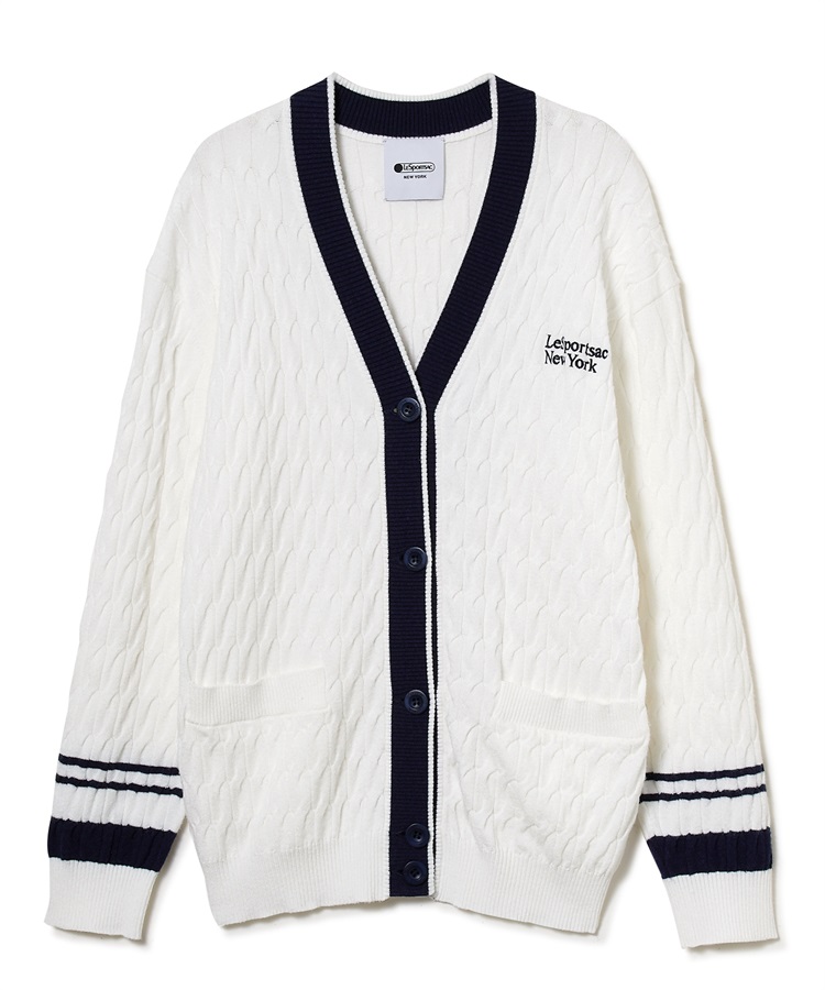 ライン入りニットカーディガン