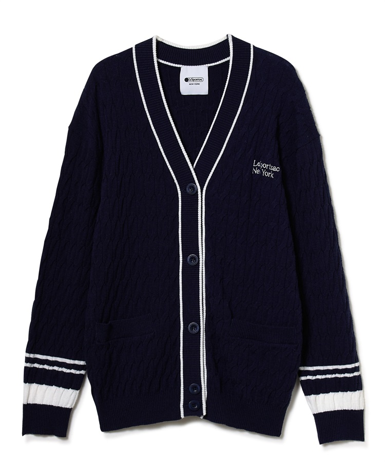 ライン入りニットカーディガン